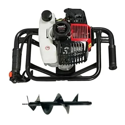 Balwaan BE-52, 52cc 2-Stroke Earth Auger Machine with 10 inch Drill Bit | Hole Digger with Double Gear Box