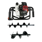 Balwaan BE-52, 52cc 2-Stroke Earth Auger Machine with 6 & 12 inch Drill Bit | Hole Digger with Double Gear Box