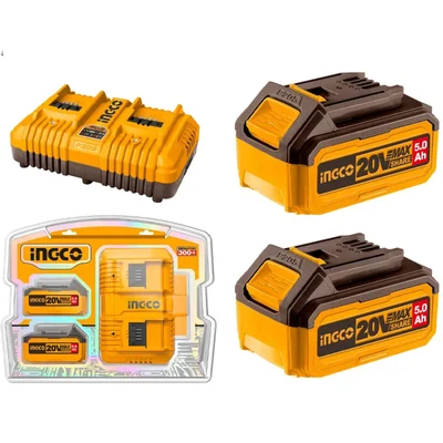Ingco P20S 20V Lithium Ion Battery and Fast Intelligent Charger Kit 5.0Ah with LED Indicator