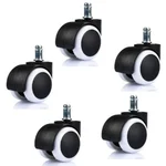 Prakash Pack Of 5 Nylon Castor Pin Type Revolving Chair Wheel (Black and White)