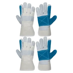 DSY Pack of 2 A-Grade Split Leather Double Palm Canadian Gloves,Heavy Duty Safety for Construction,Welding,Industrial Use