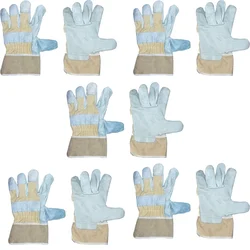 DSY Pack of 5 A-Grade Grain Leather High Quality Canadian Gloves for Industrial, Construction & Heavy-Duty Work Safety