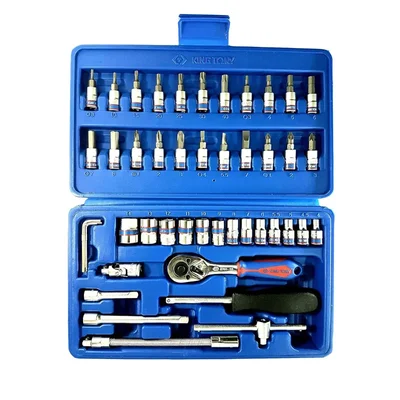 King Tony 46 Pcs 1/4 Inch Drive Chrome Vanadium Socket Set Professional-Grade Hand Tool Kit Suitable For Automotive Repair, Maintenance, DIY & Household Task