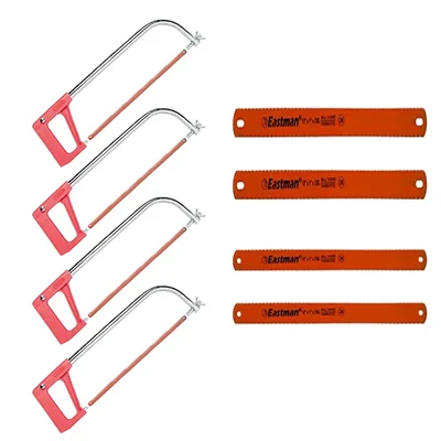 Eastman Tubular Type BCP Hacksaw Frame (E-2264) With 1/2 Inch and 1 Inch Hacksaw Blade (E-2263)