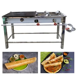 SBWG Commercial 2-in-1 Gas Operated Dosa Bhatti with Burner, SS Body