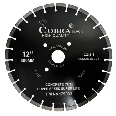 Oxi Power Black Silver Brazed 12-Inch Diamond Concrete Cutting Saw Blade (25.4mm Bore) 1316