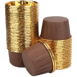 Pack of 100 POCHEON® Expandable Muffin Cup Cake Paper Mould, Medium Size(Color-Brown & Gold)