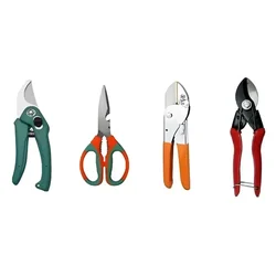 AGT Garden Combo of Roll Cut Cutter, Double Cut Cutter, Imported Garden Pruner and Garden Scissor (Set of 4)