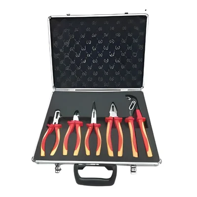 DE NEERS Insulated Plier Set Of 6 Pcs. (5 PCS + 1 ALUMINUM TOOL BOX) - KIT H