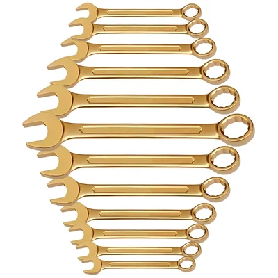 DE NEERS 6 to 14mm, 17mm, 19mm and 22 mm Non Sparking Combination Spanner (Set No.- 14/12mm)_ Set Of 12 Pcs.