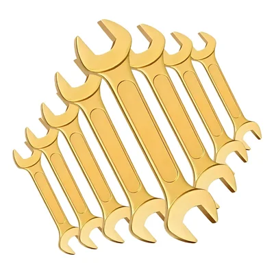 DE NEERS 6x7 to 20x22 mm Non Sparking Double Open Ended Spanner Set (Set No.- 12/8mm)_8 Pcs. Per Set