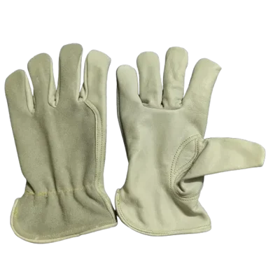 DSY A-Grade 3-Tips Driver Gloves: Split Leather Back, Grain Front, Cotton Lining & Kevlar Thread for Durability