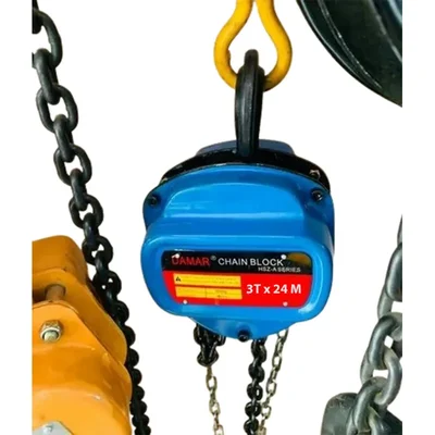 Damar 3 Ton*24 meter Chain Pulley Block, 12 Meter Standard Lift- Double Fall