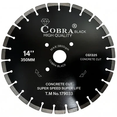 OXI Power COBRA BLACK Diamond Saw Blade 14-Inch 50mm Bore for Heavy-Duty Concrete Cutting 1325