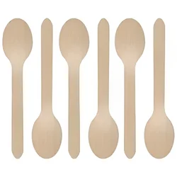 200 Pcs, 14 Cm Biodegradable Wooden Spoon for Indoor and Outdoor Usage