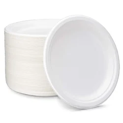 50 Pcs Bagasse Disposable Natural Biomass Round Plates (Size-7 inch)