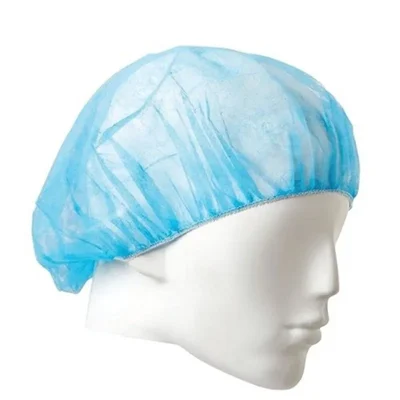 Disposable 200 Pcs Non-Woven Stretchable Blue Bouffant Head Caps Ideal For Kitchen, Hotel And Surgical Use