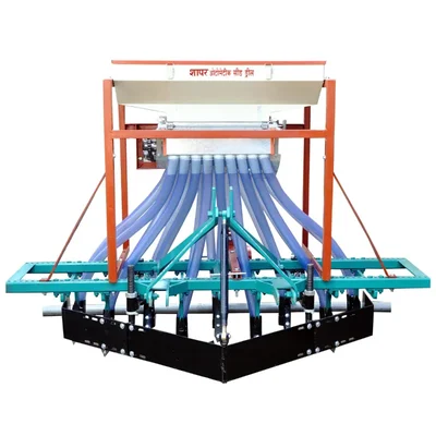 Shapar Agro Tractor Operated Automatic 11 Tyne 34 Inch Double Hopper Seed Cum Fertilizer Drill With 22 Pipes