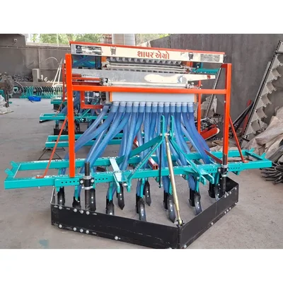 Shapar Agro Tractor Operated Automatic 13 Tyne 46 Inch Double Hopper Seed Cum Fertilizer Drill With 26 Pipes