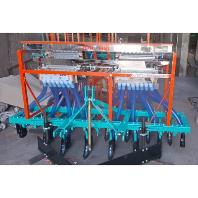 Shapar Agro Tractor Operated Automatic 15 Tyne 64 Inch Double Hopper Seed Cum Fertilizer Drill With 30 Pipes