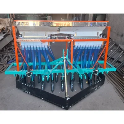 Shapar Agro Tractor Operated Automatic 19 Tyne 64 Inch Double Hopper Seed Cum Fertilizer Drill With 38 Pipes
