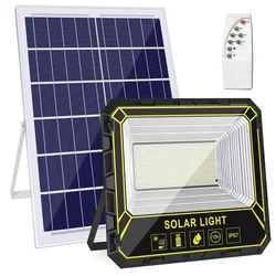 GIGAWATTS 600W LED Solar Flood Light with Panel & Remote Control for Home Garden Wall Parking Garage Basement Farms 