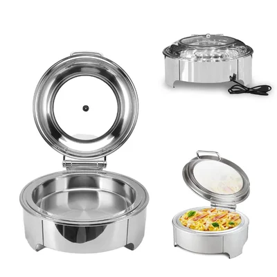 Premium Quality Stainless Steel Electric Round Buffet Chafing Dish of 6 Liter Capacity