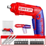 Emtop 4V 1/4" Cordless Screwdriver With Accessories, 240 RPM (ECSR0408)