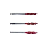 Jon Bhandari Tools Four Slot Wood Drill Bit Set 3pcs Carbon Steel Auger Bits with Hex Shank for Wood and Plastic