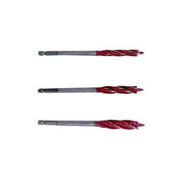 Jon Bhandari Tools Four Slot Wood Drill Bit Set 3pcs Carbon Steel Auger Bits with Hex Shank for Wood and Plastic