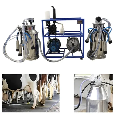 Commercial 25 Liter Fixed Pipeline Double Bucket Milking Machine without Engine