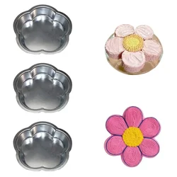 Pack of 3 Flower Shape Aluminium Cake Mould for 0.5kg to 1kg Cakes