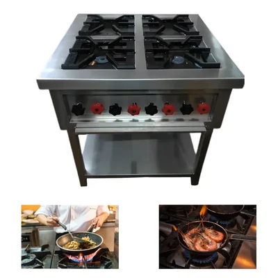 Commercial Stainless Steel 42 X 42 Inch Four Burner Gas Range
