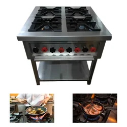 Commercial Stainless Steel 42 X 42 Inch Four Burner Gas Range