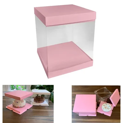 5 Pcs, 8 inch Fully Transparent Pinata Cake Box 