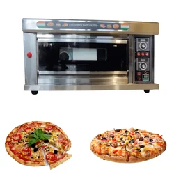 Commercial Gas and Electric Stainless Steel Stone Base Pizza Oven 1 Deck and 1 Tray, 400°C
