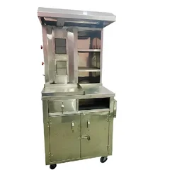 Premium Quality SS Counter Trolley Type Gas Operated Shawarma Machine with 20 kg Meat Holding Capacity