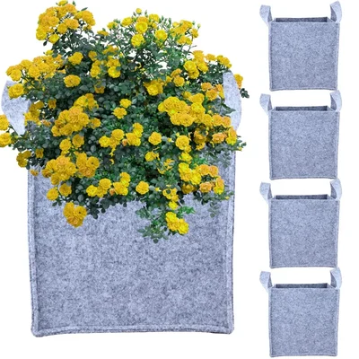 Oriley Geo Fabric Plants Growing Bags Floor Standing Mount Type for Home Garden Balcony Nursery (Grey)(Pack of 5)