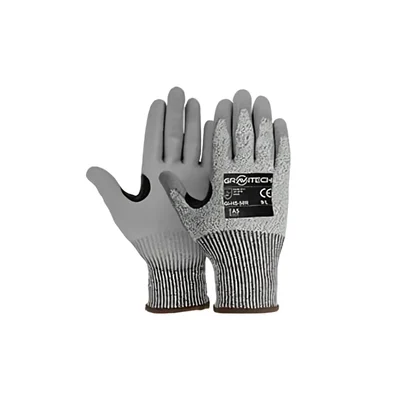 Gravitech GI-HS-50R Cut Level 5 Resistant Gloves with PU Coating and Glass Fiber for Superior Grip and Protection