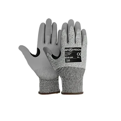 Gravitech GI-HS-50R Cut Level 5 Resistant Gloves with PU Coating and Glass Fiber for Superior Grip and Protection(Pack-1 Pair)
