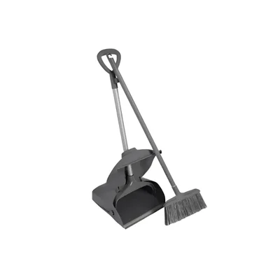 Bharti Multiclean Vertical Grey Lobby Dust Pan with 12 Inch Cover & Broom