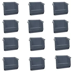Global Star 170 x 115 x 75 mm HDPE Crate-5 Grey Storage Bin (Pack Of 12) 