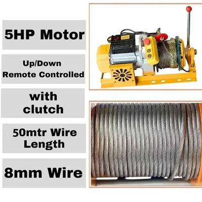 HT 500 kg Load Capacity 360° Mini Crane With Electric Clutch Winch,5 HP & 50-Meter 8 mm Wire Rope