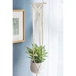Ecofynd Handmade Cotton Macrame Hanging Planter Stylish & Durable Decor for Home & Garden(Pack of 2)
