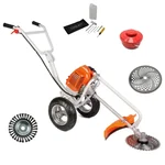 Trolley Brush Cutter Machine, 2 Stroke 52 CC With Twisted Wire Trimmer Attachment For Floor Cleaning & Weeding