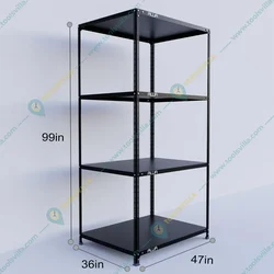 Alija 99 X 46 X 36 Inch 4 Shelves of 1.5" Thick Border with Center Support Multipurpose Storage Rack (18 Gauge Shelves & 10 Gauge Angle) 