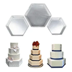 Pack of 3 Hexagon Shape Aluminium Cake Mould for 0.5kg to 1kg Cakes