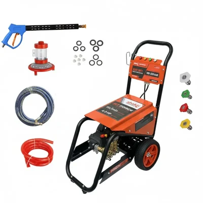 Shakti Technology 220 Bar Trolley Type High Pressure Washer, 4 HP Copper Winding Motor ,Single phase with all Accessories (Jet Force) 