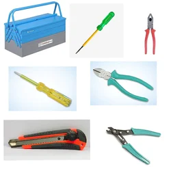 Taparia 7 Pc Home Tool Kit Set, 8″ Plier, 6″ Cutter, 2 In 1 Screwdriver, Line Tester, Snap Cutter, Stripper & Tool Box