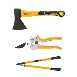 INGCO Hand Tools Combo of 1000 gm Hand Axe, 8.5 inch Pruning Shear and 30 inch Lopper